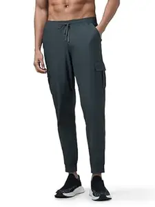 TECHNOSPORT Men's Slim Fit Mid Rise Cargos for Gym, Workout & Sports