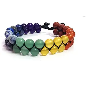 ASTROGHAR All Seven Chakras Crystals Multi Color Semi Precious Crystals Double Layer Bracelet For Men And Women Reiki Healing