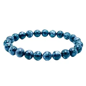 RRJEWELZ Unisex Bracelet 10mm Natural Gemstone Merlinite Round shape Smooth cut beads 7 inch stretchable bracelet for men & women. | STBR_05681
