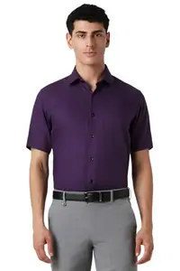 Van Heusen Men's Regular Fit Shirt (VHSHCCUB073099_Purple