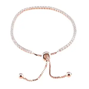 Miss Highness Miss Highness Women's Rose Gold Tennis Silver Bracelet With AD (FBA)