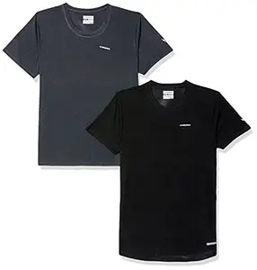 Charged Active-001 Camo Jacquard Round Neck Sports T-Shirt Black Size 2Xl And Charged Brisk-002 Melange Round Neck Sports T-Shirt Black Size 2Xl