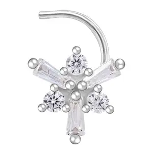TOUCH925 Frosted Snowflakes Nose Pin | Silver Jewellery for Women | Gift for Women & Girls | with Certificate of Authenticity |