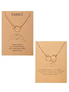 Vembley Combo Of 2 Stunning Gold Plated Single and Double Circle Ring Pendant Necklace For Women and Girls