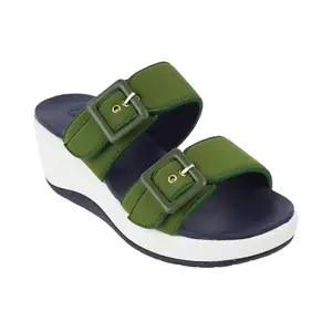 Catwalk Women Stylised Open Back Platforms | For Women & Girls (GREEN,9 UK)