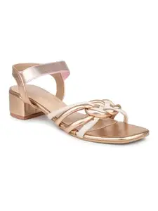 INC.5 Women Rose Gold & Cream Colorblocked Block Heels