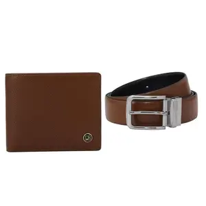 Da Milano Leather Men Wallet & Belt Gift Set - Cognac & Black (0001-39-OL)