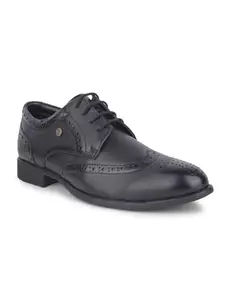 Liberty Fortune ROMANIO-1E Formal Lacing Brogue Shoes for Men with PU Sole & Upper | Super Foam Insole | Comfortable & Cushioned Footbed | Lightweight, Modern & Stylish (Black - 10 UK)