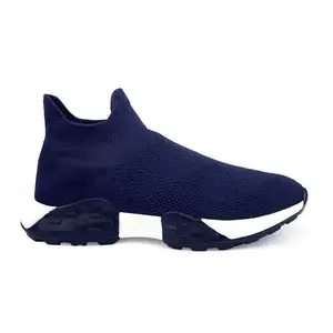 BXXY Men's Knitted Material Blue Casual Sports Pull-On Light Weight Running Shoes.- 10 UK