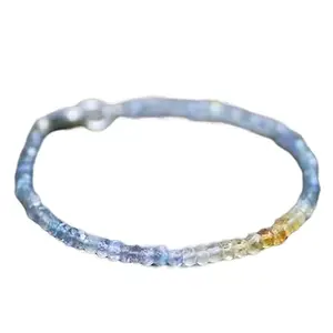 LKBEADS Labradorite & Citrine bracelet with Silver clasp - 3-3.5mm Rondelle beads- Faceted Cut -7 Inch Bracelet– Healing, Fashion, Gift, Spiritual, Yoga|LK_STACK_07945