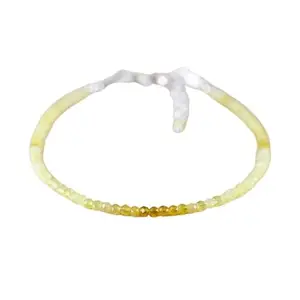 LKBEADS Silver Plated Bracelet with Yellow Faceted Peruvian Yellow Opal Beads – Rondelle 2.5mm – 7 inch Adjustable – For Men & Women|LK_STACK_05387