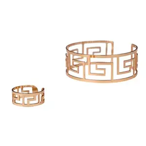 Bracelet for Women | Fashion Golden Broad Wrist Bracelet for Woman Hand Accessories for Women Golden Bold Cuff Bracelets for Girls Birthday Gift for Women Anniversary Gift for Wife anti tarnish with ring (CH-06)