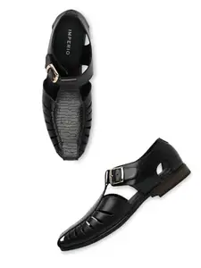 Regal Imperio Black Men Ethnic Pathani Sandals