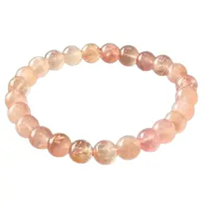 Cuonna Gems Gallery Natural Pink Stone Bracelet Original Certified For Men & Women Wear It For Regular Purpose नेचुरल रोज क्रिस्टल क्वार्ट्ज़ ब्रेसलेट AA++ Rose Quartz Crystal Bracelet With Certificate