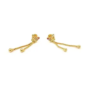 Royal Covering 1 Gram Gold - Plated American Diamond (AD) Butterfly Designed Drop Earring for Women and Girls
