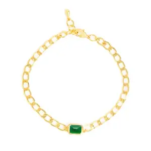 MINUTIAE Gold-Plated Crystals Link Bracelet For Womens and Girls_MNT0381_G