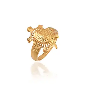 morir Gold Plated Brass Vaastu Fengshui Kachua Tortoise Good Luck Charm Fashion Finger Ring Animal Jewellery for Women Girl
