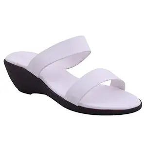 RIGHT STEPS Women's White Leather Fashion Sandals - 4 UK
