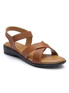 SNEAKERSVILLA Women's Casual & Formal Sandals Stylish and Comfortable For Daily & Occasion Wear. (Tan, 8)
