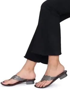 Picktoes PT-K537 Women's Grey Synthetic Leather Casual Heel Sandal