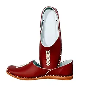 Divyanshu Fashion Ethnic Juttis/Mojaris for Men ll Casual Pathani Jutis for Men ll Trendy Casual Shoes for Men (GVJ-171) (Red, 11)