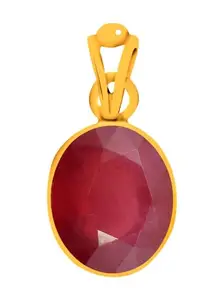 Clara Certified Ruby Manik 9.3 Carat or 10.25ratti Panchdhatu Alloy Gold Polish Good Luck Pendant for Men & Women