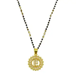 Digital Dress Room E Letter Alphabet Short Mangalsutra Designs With American Diamond Pendant Gold Plated Name Design