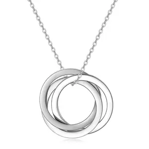 Peora Silver Plated Fancy 3 Entangled Rings Stylish Pendant with Chain Fashion Jewellery Gift for Men & Boys