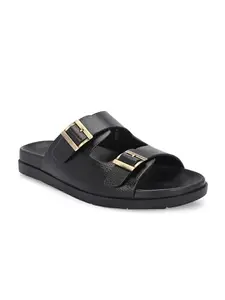 San Frissco Men's Sandals with Open Toe Strap Slip On Chappal/Perfect Fit for Summer and Rainy Season Easy to Walk Slipper for Festive Occasion/Stylish Lightweight Trendy Floaters - 7 (Black)