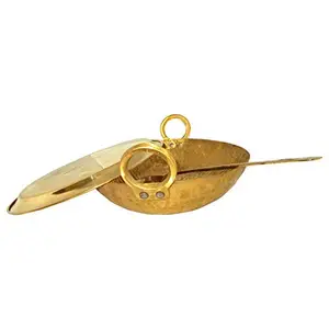 shivhomeworld Shiv Home World Heavy Weight Brass Kadhai with Lid and Cooking Spoon price in India.