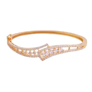 VOYLLA Sparkling Elegance Luminous Knot Gold American Diamond Bracelet For Women|Women Cuffs Bracelets|Gift For Women|Party|Cocktail|CZ|Womens Gift|