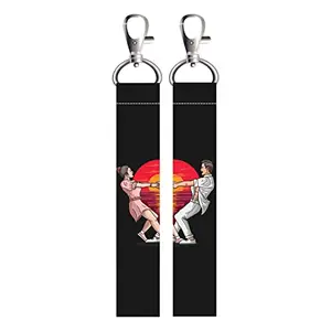 ISEE 360® 2 PCs Dancing Couple Lanyard Bag Tag with Swivel Lobster for Gift Luggage Bags Backpack Laptop Bags Travelers Couples Combo L X H 5 X 0.8 INCH