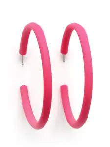 KARATCART Matte Pink Finish Half Hoop Earrings for Women