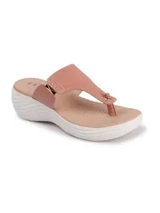 ELLE Women Sandal,Peach,UK-4
