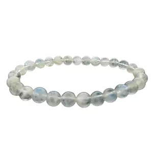 RRJEWELZ Natural Rainbow Moonstone 6mm Round Shape Smooth Cut Beads 7.5 Inch Stretchable Bracelet for Men & Women.|STBR_RR_08048_7.5