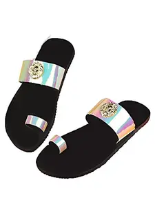 WalkTrendy Mens Synthetic Multi-Green Open Toe Flats - 7 UK (Wtmf54_Multi-Green_41)