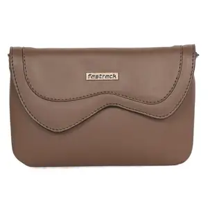 Fastrack Solid Wallet with Detachable Sling Strap for Women, Girls and Ladies | Made of PU Material,Brown