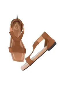 Shoetopia Women Tan Flat Sandals /EU36