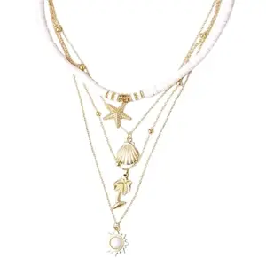 fabula Jewellery White Sea Shell Necklace - Multi Layer Design - For Women & Girls Stylish Latest (MUN149_Z2)- For Women & Girls Stylish Latest