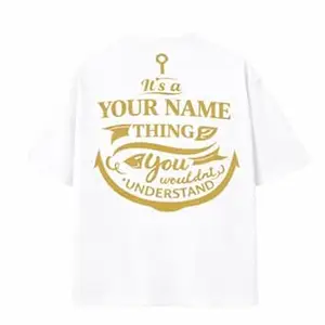Crafted Signature Back Print Pure Cotton Graphic Print Round Neck Half Sleeves Fit Unisex T-Shirt Featuring Viking Warrior Design “Never Underestimate The Power Your Name”(BKP-02-TS-ANCHOR)