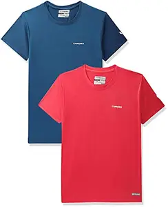 Charged Brisk-002 Melange Round Neck Sports T-Shirt Red Size Small And Charged Endure-003 Chameleon Spandex Knit Round Neck Sports T-Shirt Teal Size Small