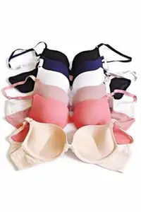 Ruvika Women's Nylon Lycra Padded Non-Wired Full Coverage Everyday Bra (Pack of 2) (Assorted Coloured)