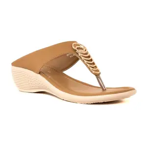 Khadim's Beige Wedge Heel Slip On Sandal for Women (6511238)