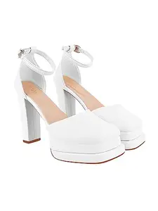 Shoetopia Womens Heeled Sandal -EU38 /UK5 /White