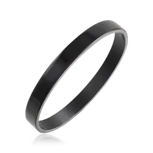 Memoir Pure Stainless Steel Black rhodium Openable Free size Designer Bracelet Kada for Men and Women (KDNI8286)