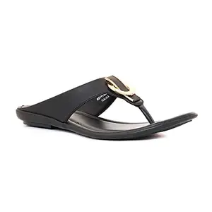 Khadim's Black Flat Slip On Sandal for Women (6511146)