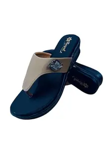 Women's Cream Strap Velvet Flats with Beige Accents (Cream, UK Footwear Size System, Adult, Women, Numeric, Medium, 5)