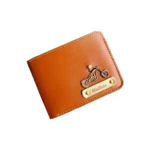 NAVYA ROYAL ART Personalized Wallet for Men and Boys | PU Leather Customized Purse with Name & Charm | Unique Birthday & Anniversary Gift for Men - tan 03