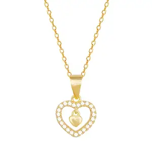 GIVA 925 Silver Golden Love Droplet Pendant With Link Chain | Gifts for Girlfriend, Gifts for Women and Girls |With Certificate of Authenticity and 925 Stamp | 6 Month Warranty*