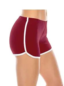 THE BLAZZE Women Sports Short Gym Workout Yoga Shorts (XL, Maroon)